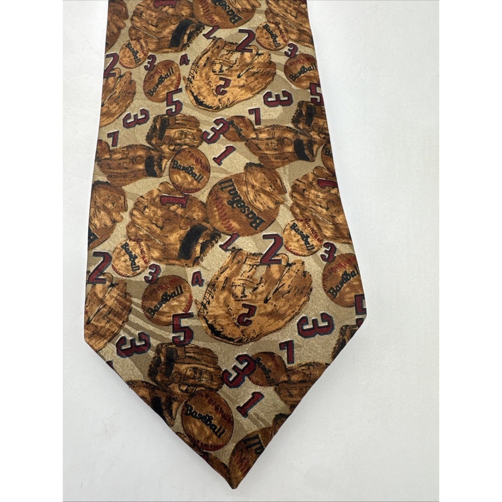 Beverly Hills Polo Club‎ Baseball Novelty Necktie Brown With Slight Sheen